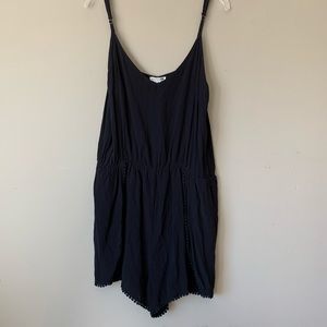 LA Hearts Black Pom-Pom Romper Large